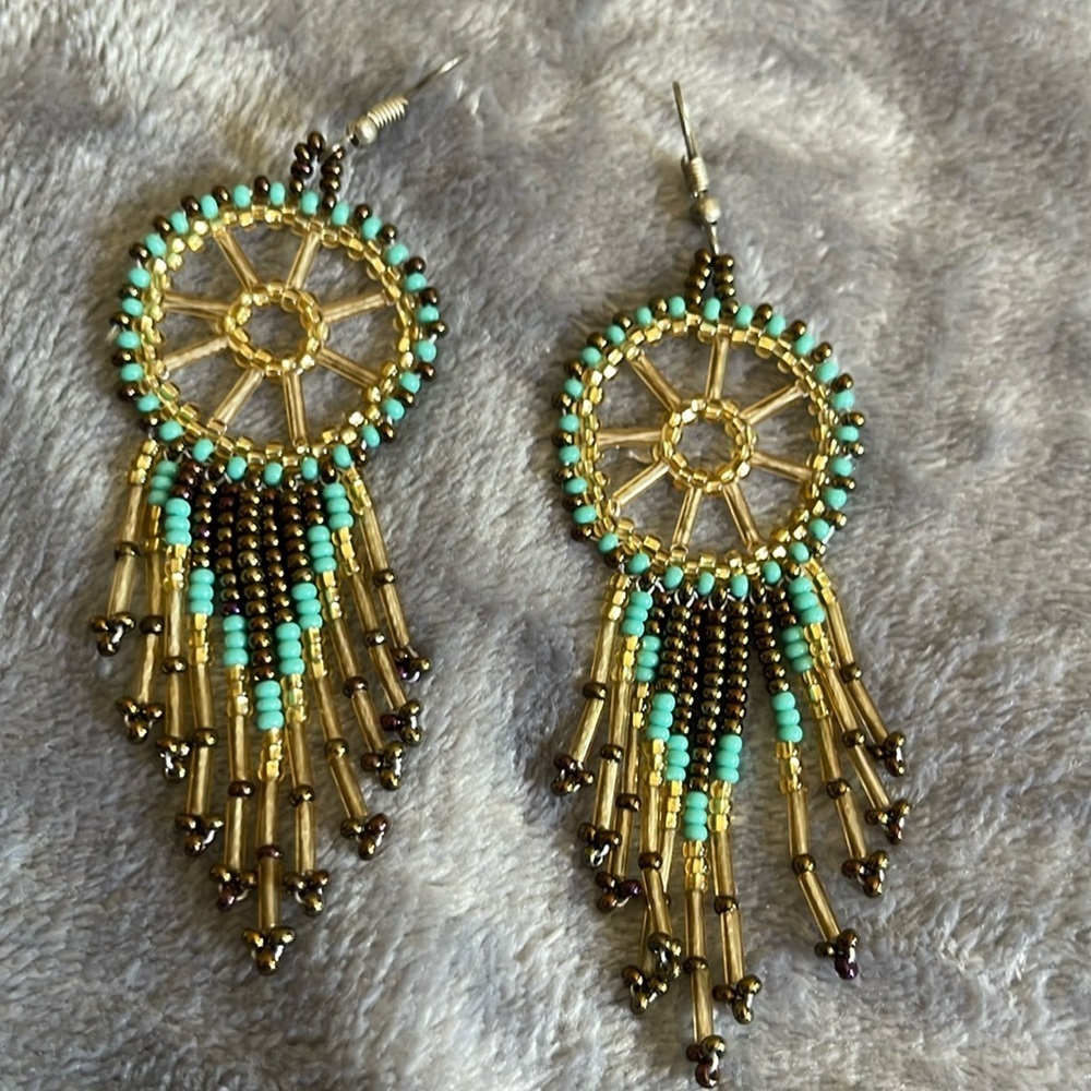 Beautiful circle fringe native earrings